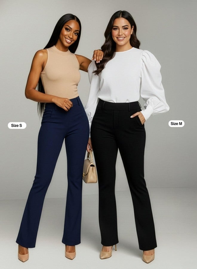 Conceited Navy Dress Pants Women - Wear to Work Pants Women - Womens Dress Pants - Slacks - Business Casual Office - Navy Blue - Large - Image 3
